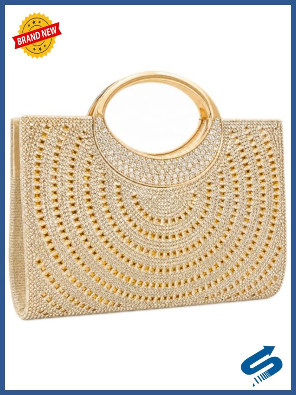 Rhinestone Evening Clutch Purse for Women Formal Handbag with Handle